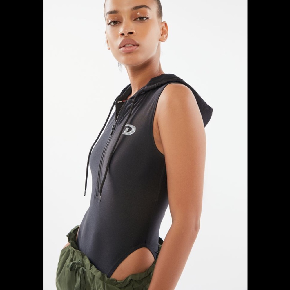 DKNY Tech UO Exclusive Hooded Half Zip Bodysuit